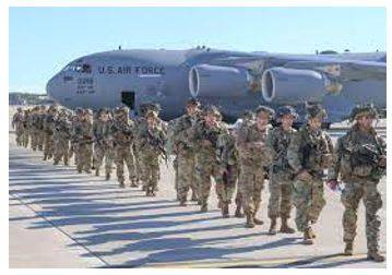 Deploying - To put soldiers or weapons in a position where they are ready to fight.