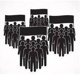Faction - A small organized dissenting group within a larger one, especially in politics.