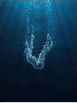 Sinking - Go down below the surface of something, especially of a liquid; become submerged.