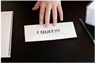 Resigned - Leave a job or office.