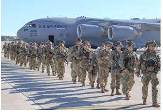 Deployed - To put soldiers or weapons in a position where they are ready to fight.