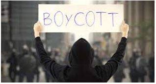 Boycott - Withdraw from commercial or social relations with (a country, organization, or person) as a punishment or protest.
