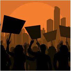 Protesting - A statement or action expressing disapproval of or objection to something.