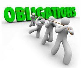 Obligation - Require or compel (someone) to undertake a legal or moral duty.