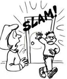 Slammed - Shut (a door, window, or lid) forcefully and loudly.