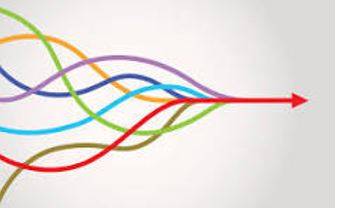 Converged - The fact that two or more things, ideas, etc. become similar or come together.