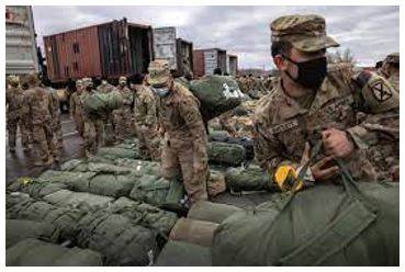 Troops - soldiers or armed forces.