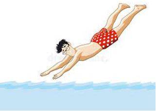 Plunge - Jump or dive quickly and energetically.