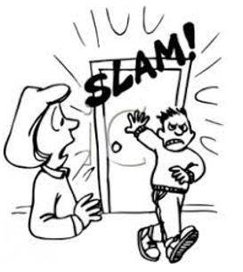 Slammed - Shut (a door, window, or lid) forcefully and loudly.