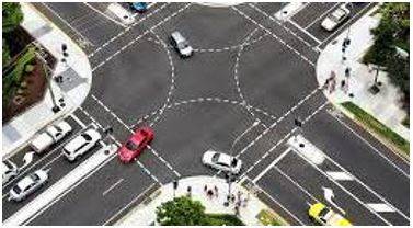 Intersection - The place where two or more roads, lines, etc. meet or cross each other.