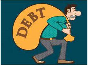 Debt - An amount of money that you owe to somebody.