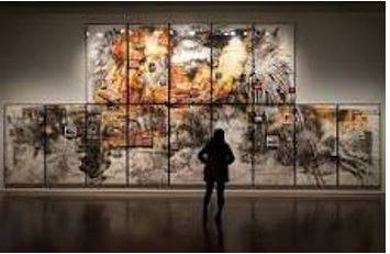 Exhibited - Publicly display (a work of art or item of interest) in an art gallery or museum or at a trade fair.
