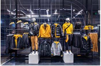 Apparel - Clothes of a particular type when they are being sold in a shop.