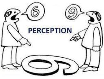 Perceived - The ability to see, hear, or become aware of something through the senses.