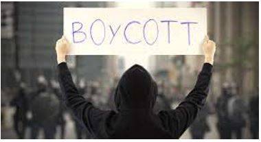 Boycott - Withdraw from commercial or social relations with (a country, organization, or person) as a punishment or protest.
