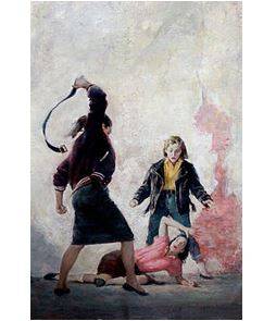 Lashed - To strike or beat with a whip or something similar, or to fasten or secure tightly.