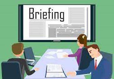 Briefing - Instructions or information that you are given before something happens.