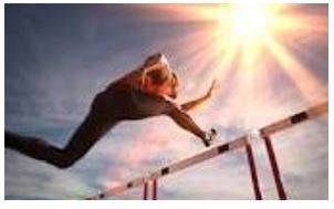 Hurdle - One of a series of upright frames over which athletes in a race must jump.