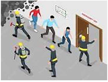 Evacuated - The act of moving people from a dangerous place to somewhere safe
