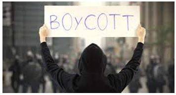 Boycotted - Withdraw from commercial or social relations with (a country, organization, or person) as a punishment or protest.