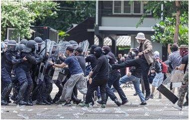 Insurgent - A person who rises in active revolt, typically against an established government or authority.