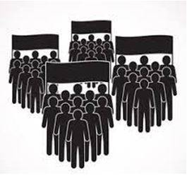 Faction - A small organized dissenting group within a larger one, especially in politics.