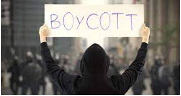 Boycott - Withdraw from commercial or social relations with (a country, organization, or person) as a punishment or protest.