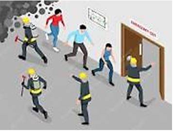 Evacuated - The act of moving people from a dangerous place to somewhere safe.