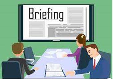 Briefing - Instructions or information that you are given before something happens.