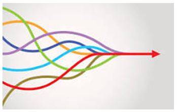 Convergence - The fact that two or more things, ideas, etc. become similar or come together.