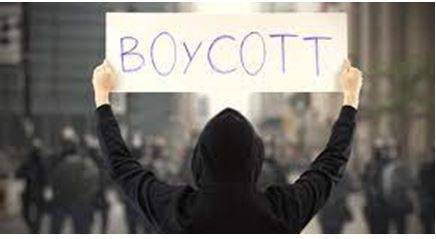 Boycott - Withdraw from commercial or social relations with (a country, organization, or person) as a punishment or protest.