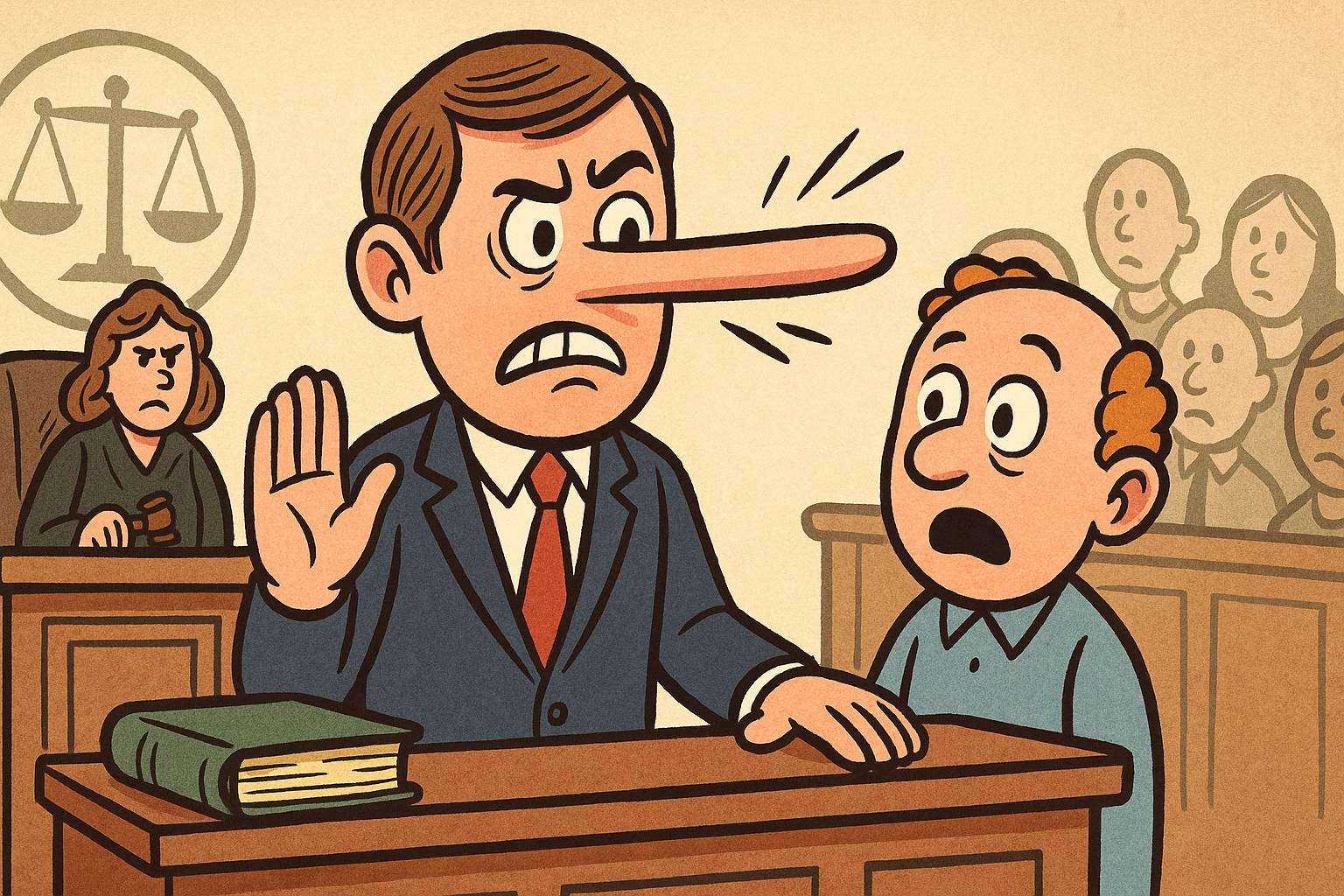 Perjury - The act of lying or giving false information while under oath in court.