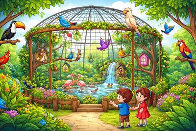 Aviary - A large enclosure for keeping birds.