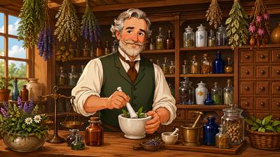 Apothecary - A person who prepares and sells medicines; an old term for a pharmacist.